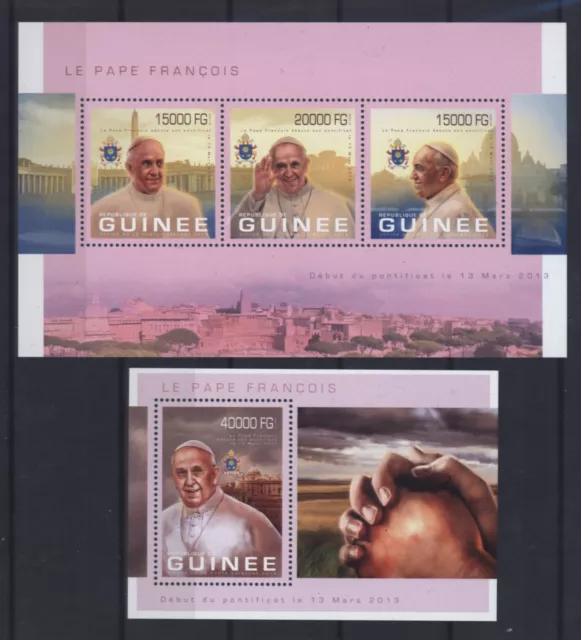Guinea 2013 - Pope Francis - Pope Francis - Pope - 9946-48 + Block 2261 **