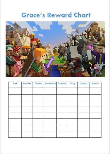 PERSONALISED MINECRAFT REWARD Chart, Task Chart £2.80 - PicClick UK