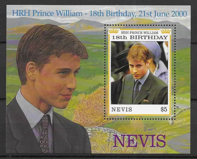 Nevis 2000 18th Birthday of Prince William MNH mini sheet M.S. 1489