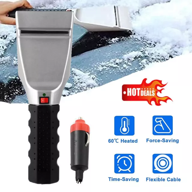 Heated Snow Ice Scraper 12V Electric Car Windshield Winter Snow Shovel UK Stock