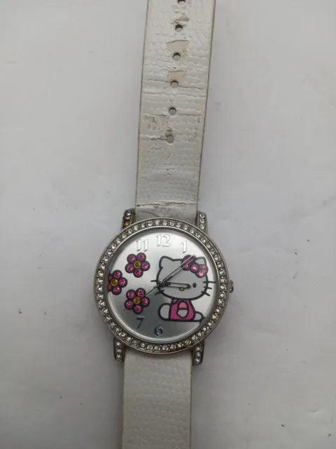 Sanrio Hello Kitty HK1492 Watch Wristwatch with White Band Working