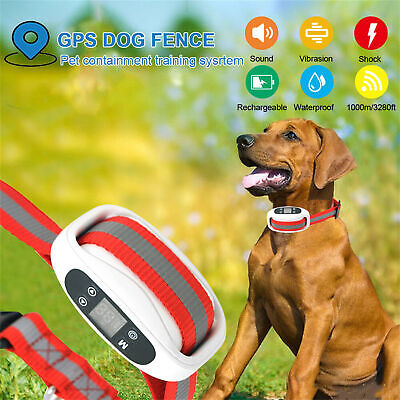 GPS Wireless Dog Fence Pet Containment System Waterproof Training Collars 3-Mode