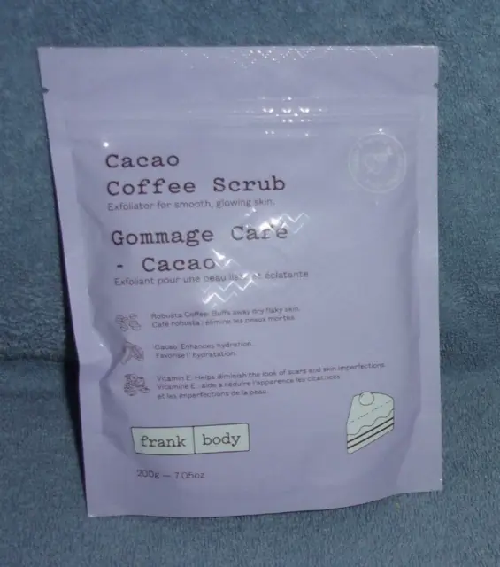 Exfoliante de café Frank Body Cacao 200 g/7,05 oz nuevo sellado de fábrica
