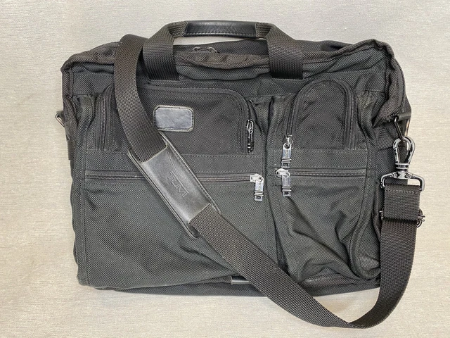 TUMI Expandable Briefcase Laptop Messenger Bag Ballistic Nylon Black Business