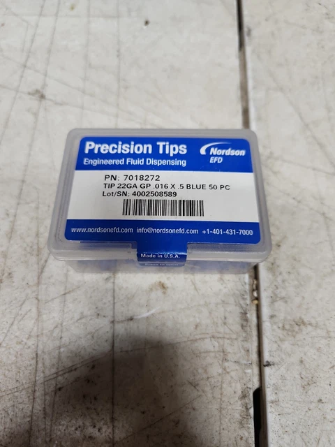 Nordson 22ga Tips 7018272 .016 X .5 Blue 50 Pc