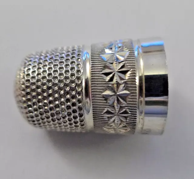 Antique Charles Horner Sterling Silver Thimble Bright Cut Size 6 Chester 1913