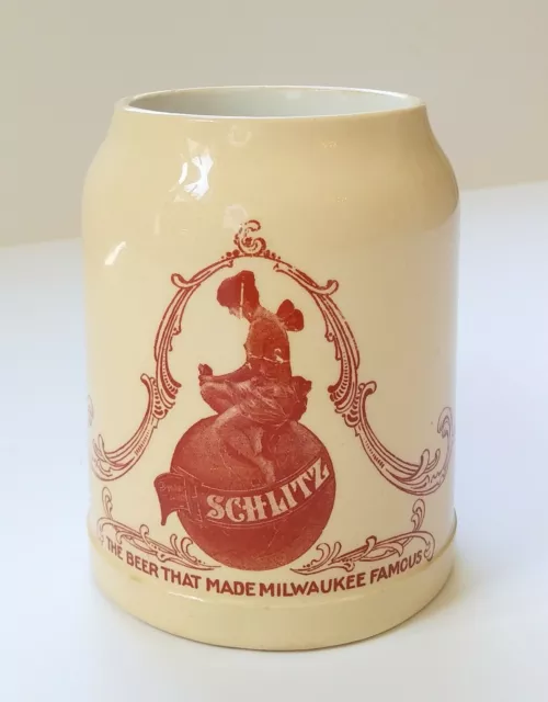 Schlitz Beer Girl Globe Ceramic Mug Tankard Stein 120+ Years Thuemler Mfg Co, PA