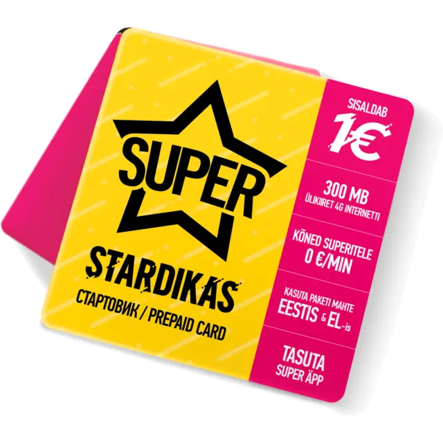 Telia SUPER Estonia prepaid SIM card, will work worldwide.