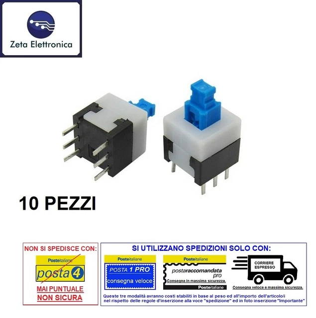 INTERRUTTORE A PULSANTE Autobloccante Resistente In Acciaio Inox 12 24 - Foto 5