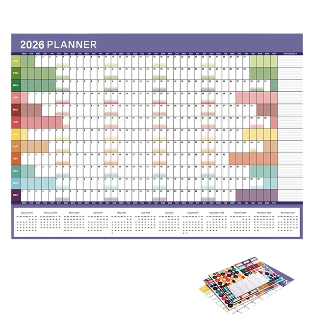 2026 YEARLY WALL Calendar 2025-2026 Funny Reusable Management Organizer