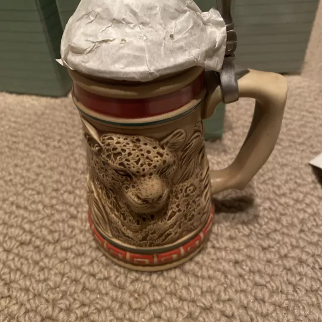 NIB Vintage Avon Fine Collectibles Endangered Species Mini Stein The Jaguar