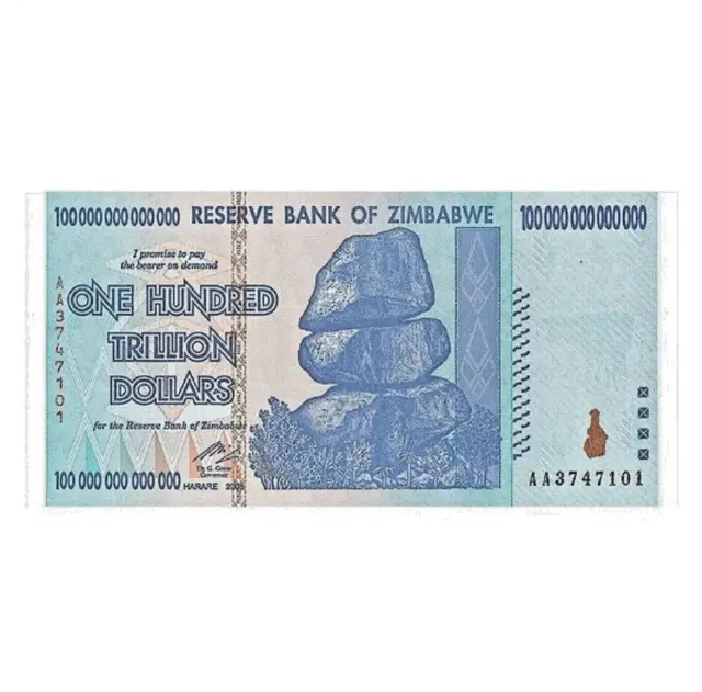 Zimbabwe 100 Trillion Dollar UNC Banknote (2008) P-91 - 1 pc (aka: "Zim Bonds")