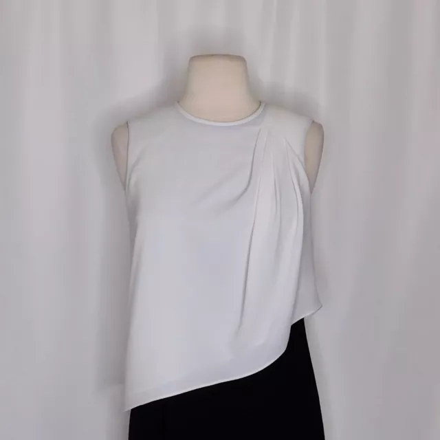 NWT!! SHOSHANNA Black & White Dress Draped Sheath Dress Colorblock ~ Size 0 3