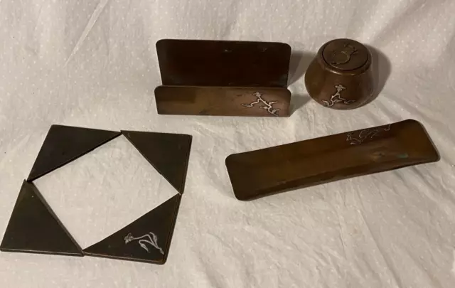Heintz Sterling On Bronze Desk Set P-4
