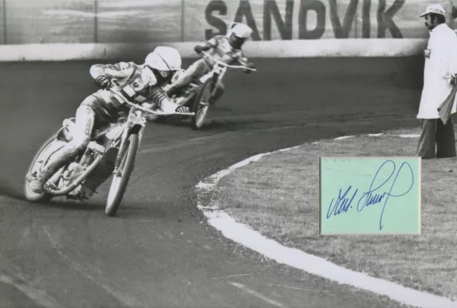 MALCOLM SIMMONS Signed 12x8 Photo Display SPEEDWAY CHAMPION  COA