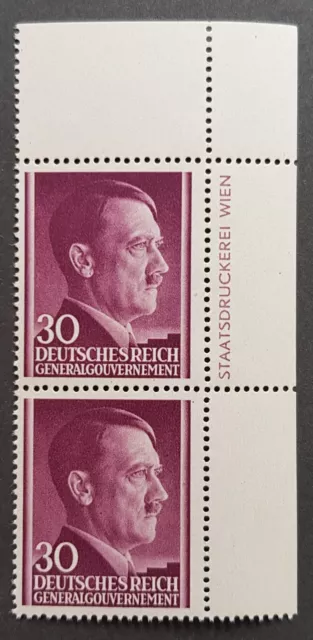 THIRD REICH WWII OCC POLAND GENERAL GOVERNMENT ORIGINAL STAMPS 30Gr HITLER MNH