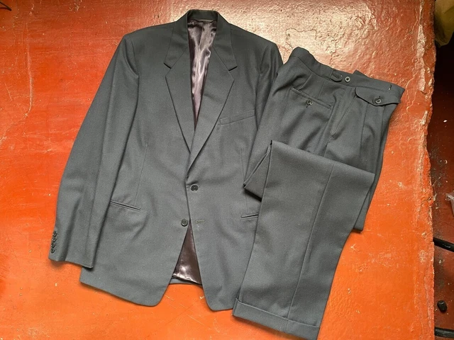 Pantaloni stile anni '60 Burtons made in England lana peggior grigio blu stile anni '50 42 L