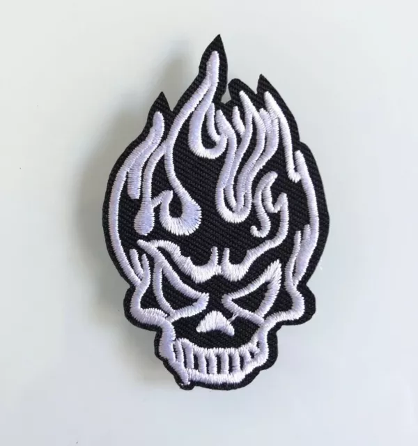 Patch Ecusson Tete De Mort Flamme Skull Biker  Thermocollant