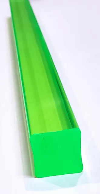 3/4” x 3/4" x 12" INCH SQUARE CLEAR GREEN ACRYLIC FLUORESCENT ROD AQUARIUM SAFE!