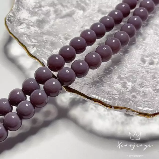 8mm Glass Porcelain Jade Solid Color Light Beads Bracelet