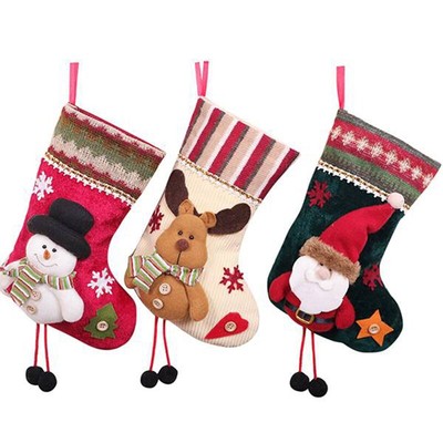 pupazzo di neve vacanze renna e peluche in finta pelliccia feste in famiglia Babbo Natale COOLWUFAN Calze natalizie confezione da 4 calze natalizie con pinguino 