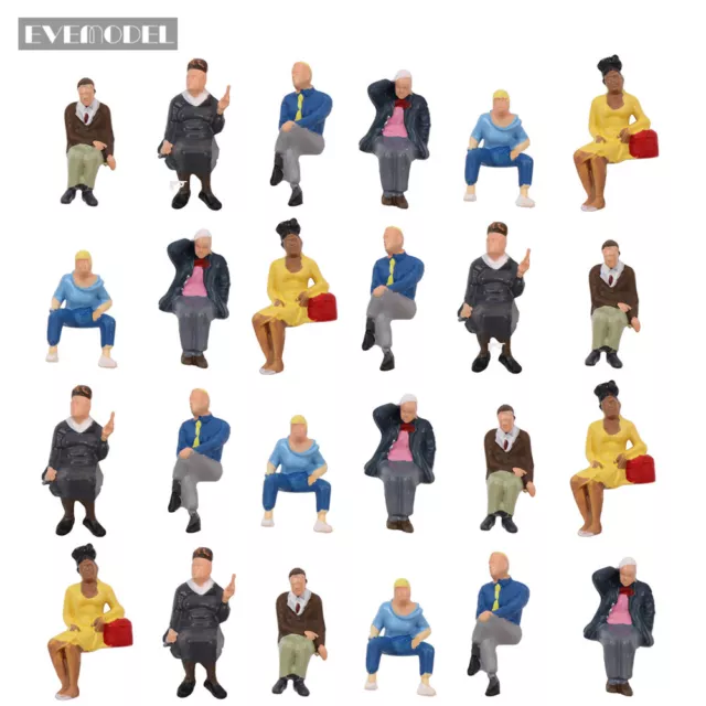 P4803 24-48pcs All Seated Figures O scale 1:48 Painted People Model Railway NEW 3