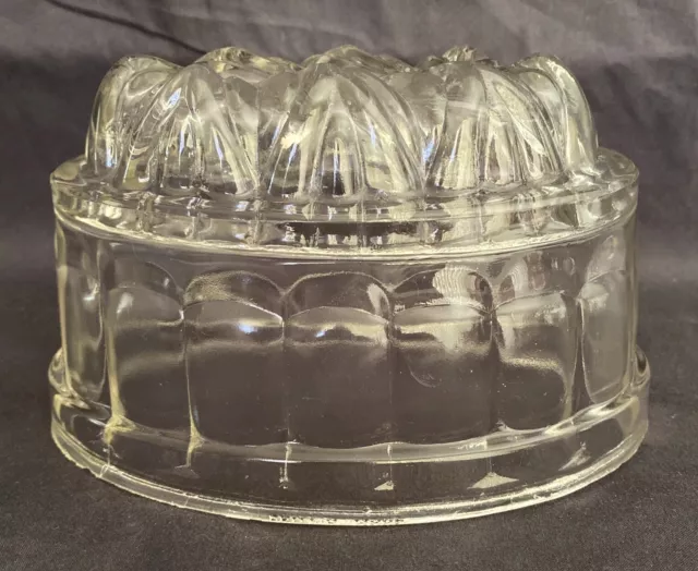 Vintage Large Clear Depression Glass Oval Jelly Jello Mold Mould British Make