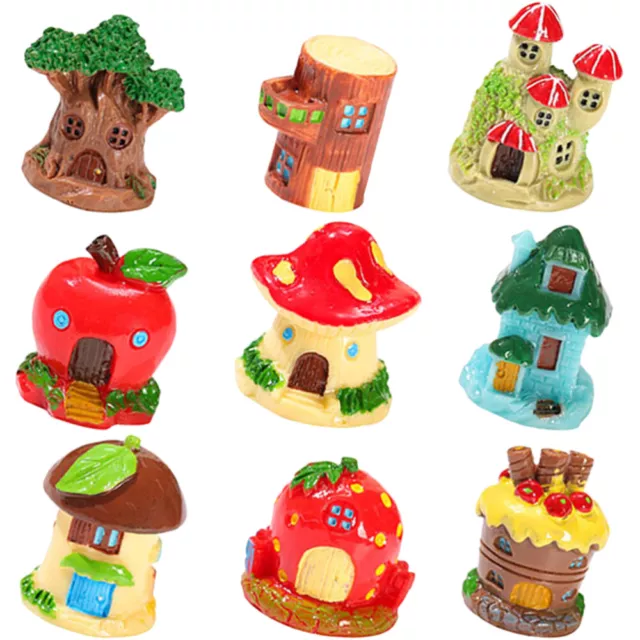 9 Pcs Micro Landscape House Fairy Cottage Home Decoration Small