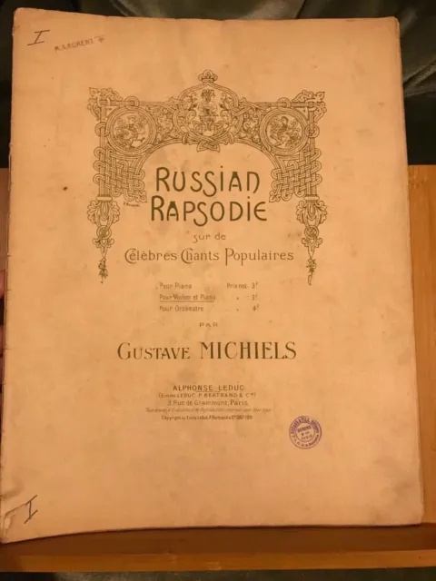 Gustave Michiels Russian Rapsodie pour violon et piano partition éditions Leduc