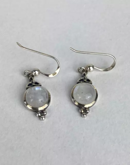 925 Silver - Moonstone Dangle Earrings - Sterling Silver Celtic Design