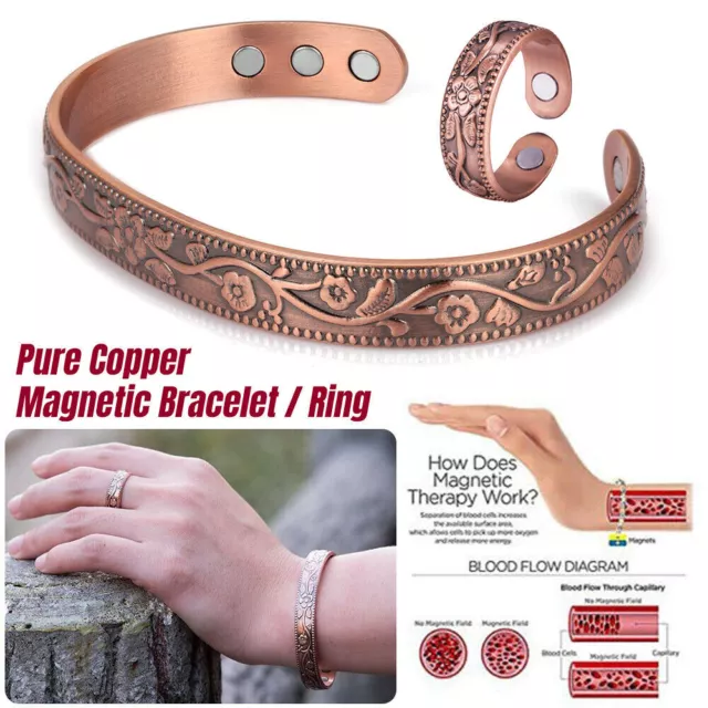 Copper Magnetic Bracelet/Ring Arthritis Pain Relief Bangle Healing Therapy Gift