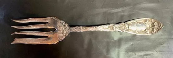 Antique OXFORD SILVER PLATE Narcissus Pattern COLD MEAT FORK 1908