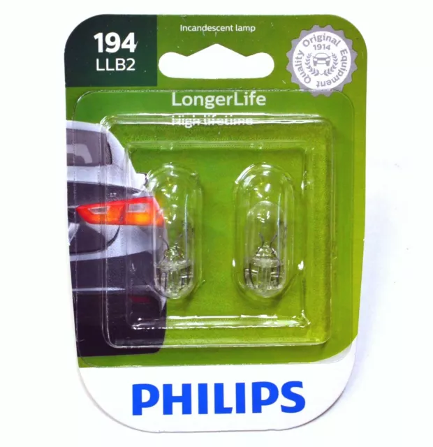 Philips LongerLife 194 4W Dos Bombillas Interior Domo Luz Lámpara Repuesto Orig.