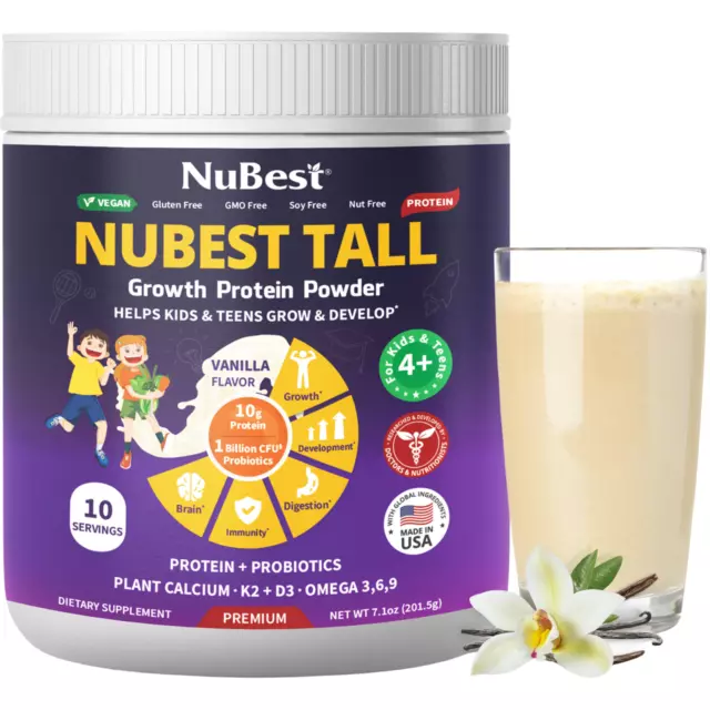 NuBest Tall Growth Protein Powder - Helps Kids & Teens Grow, Develop (Vanilla)