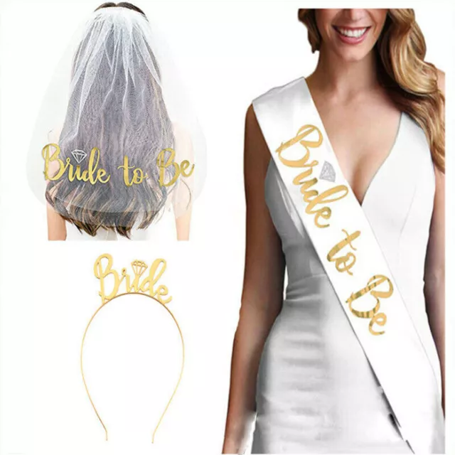 BRIDE TO BE Veil On Comb Tiara & Sash Hen Party Night Do Comb Bridal Accessories