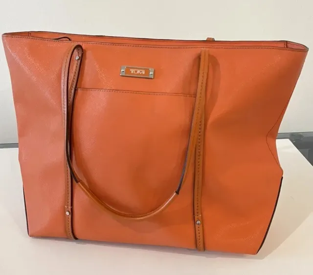 TUMI Sinclair Q-Tote Orange Color Luggage Tote Carry On Shoulder Bag Purse