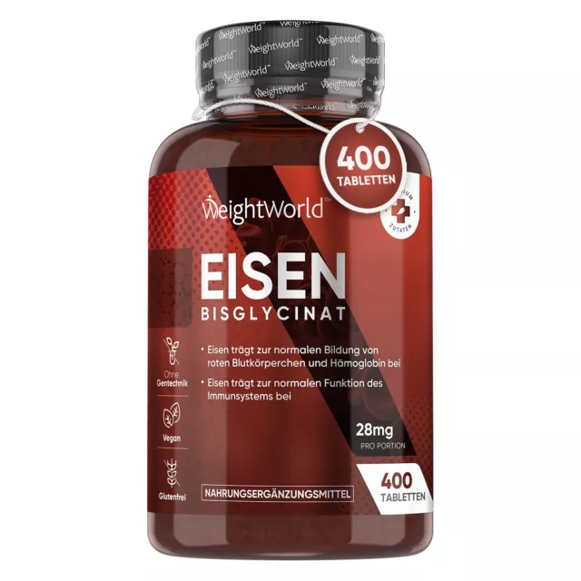 Eisen Tabletten - 400Stück - 28mg - für Frauen & Männer - Hämoglobin - 6+ Monate