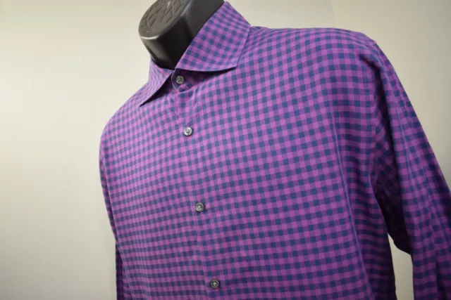 Hugo Boss Dress Shirt Miles US Plaid Sharp Fit Long Sleeve Button Up Mens 17 XL