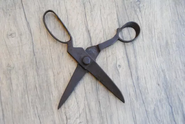 Vintage wrought iron steel shears tailor dressmaker scissors tool 3