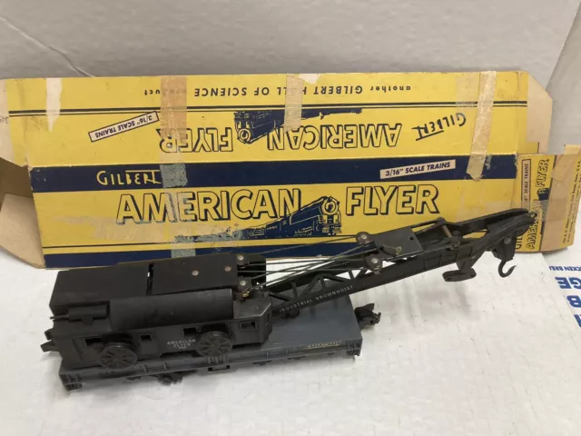 AMERICAN FLYER S GAUGE NO. 944 INDUSTRIAL BROWNHOIST CRANE CAR, WORKS, With Box