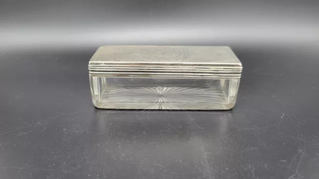 Antique 19th Century English Sterling Silver & Glass Covered Box