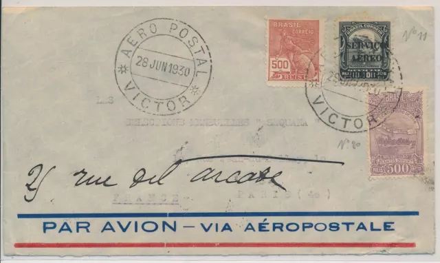 BV22327 Brazil 1930 to Paris airmail cover with nice cancels used