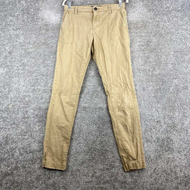 Aeropostale Skinny Chino Pants Men's Size 28/32 Tan Slash Pocket Flat Front