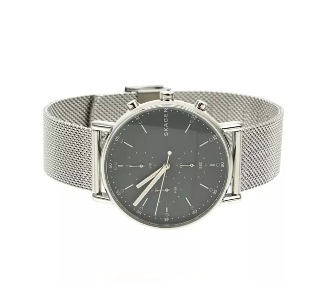 Skagen 40mm Men's Silver Grey Signatur Chronograph Mesh Strap Watch 1829