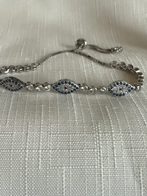 Beautiful Hamsa Evil Eye/Lariat Bracelet With Rhinestones