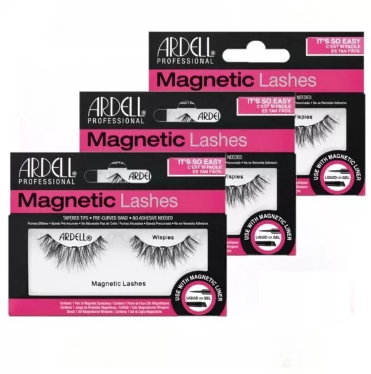 Ardell False Eyelashes - Magnetic Strip Lashes- Wispies ( Pack of 3 )