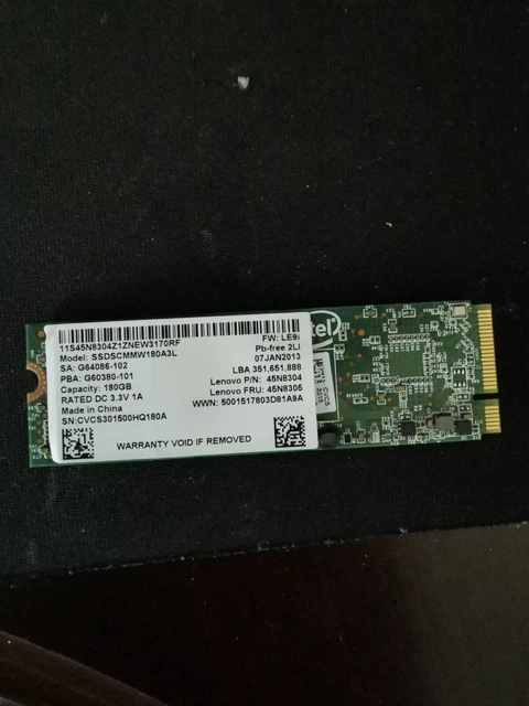 INTEL SSDSCMMW180A3L 180GB SSD M.2 For Lenovo Thinkpad X1 Carbon