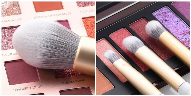 Pennelli Trucco Set 10 Pennelli Make Up Professionali con Borsa in Ecopelle 2