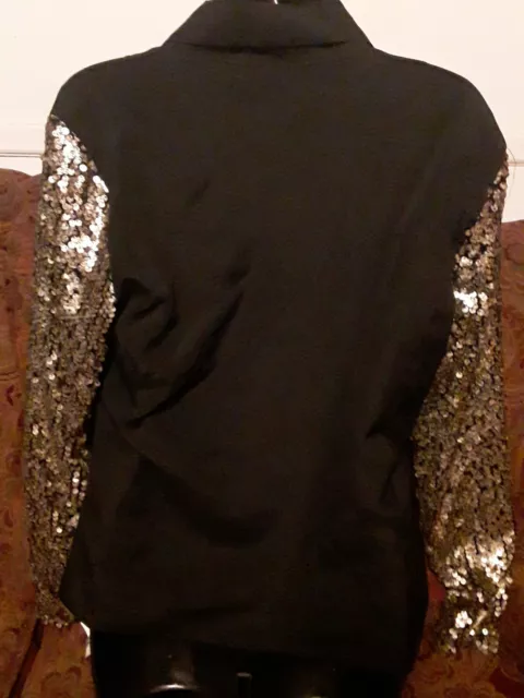 Mimi Chica  Women Blazer Jacket  Black With Gold Sequin Large