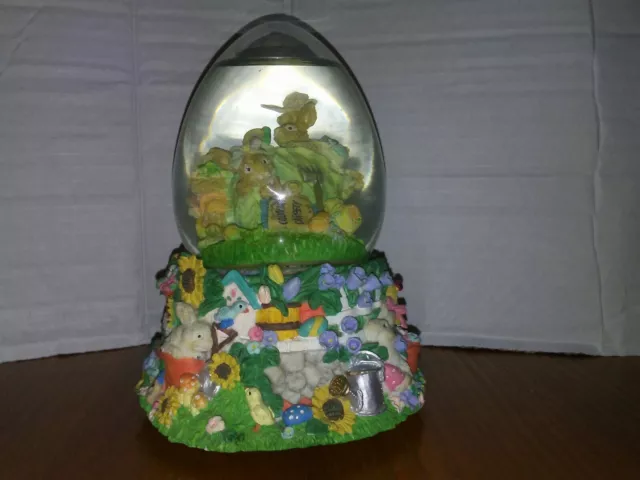 Musical Bunny Water Globe | Plays "Easter Parade" | Large | Vintage